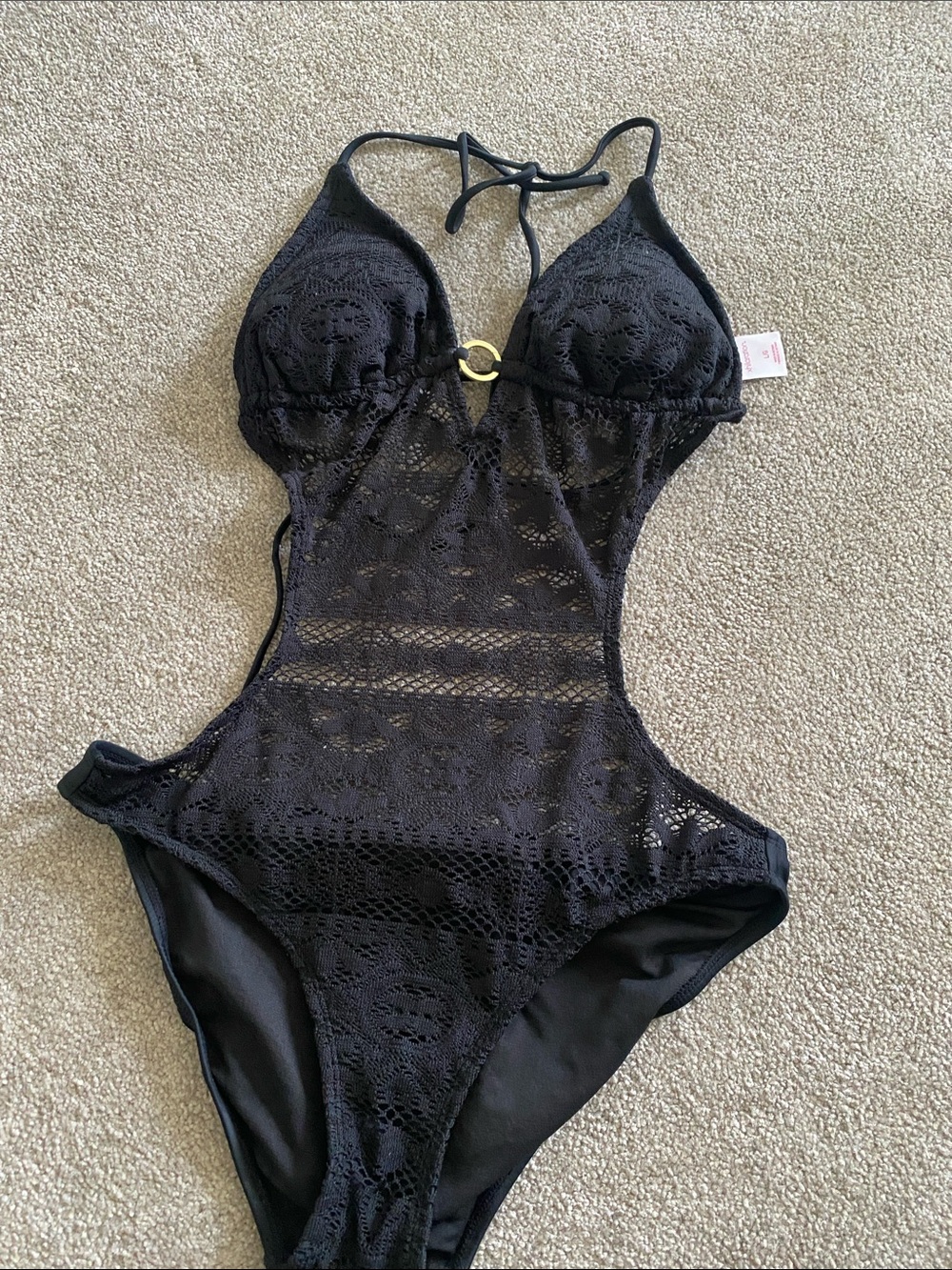 Black Lace One-Piece Swimsuit